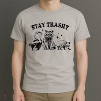Funny Stay Trashy Raccoons Opossums Possums Animals Lover T-Shirt thumb 3