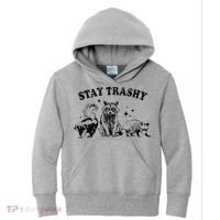 Funny Stay Trashy Raccoons Opossums Possums Animals Lover Kids Hoodie thumb 0