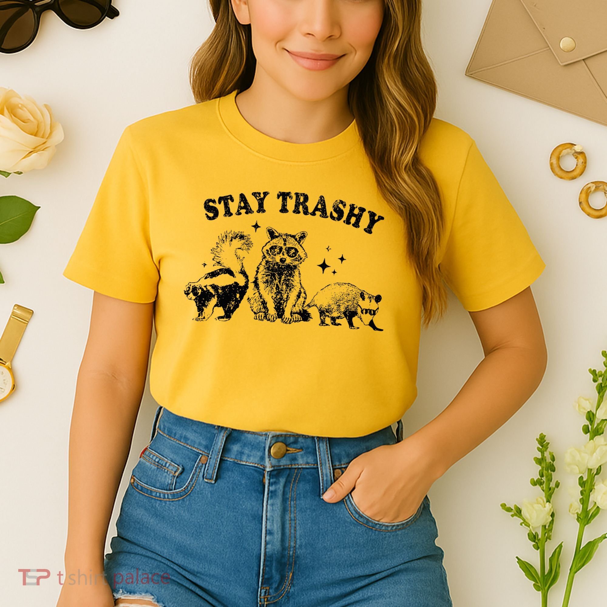 Funny Stay Trashy Raccoons Opossums Possums Animals Lover Comfort Colors Boxy T-Shirt