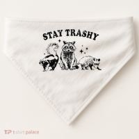 Funny Stay Trashy Raccoons Opossums Possums Animals Lover USA-Made Doggie Bandana thumb 0
