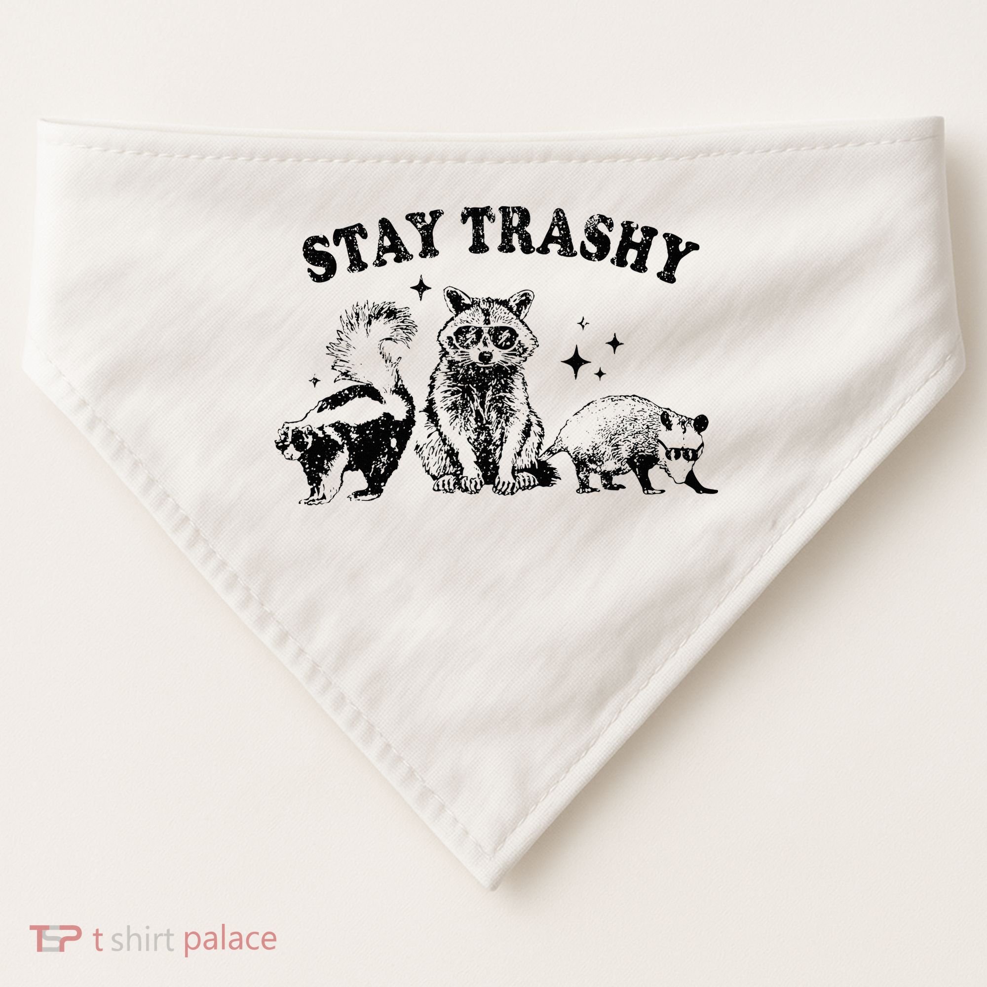 Funny Stay Trashy Raccoons Opossums Possums Animals Lover USA-Made Doggie Bandana