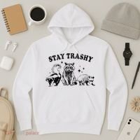 Funny Stay Trashy Raccoons Opossums Possums Animals Lover Hoodie thumb 3