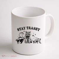 Funny Stay Trashy Raccoons Opossums Possums Animals Lover Coffee Mug thumb 1