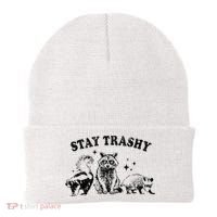Funny Stay Trashy Raccoons Opossums Possums Animals Lover Beanie thumb 0