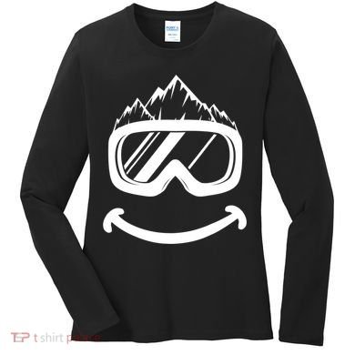 Fun Ski Tee Skiing Gift Idea Funny Snowboard Gift Women's Long Sleeve Shirt