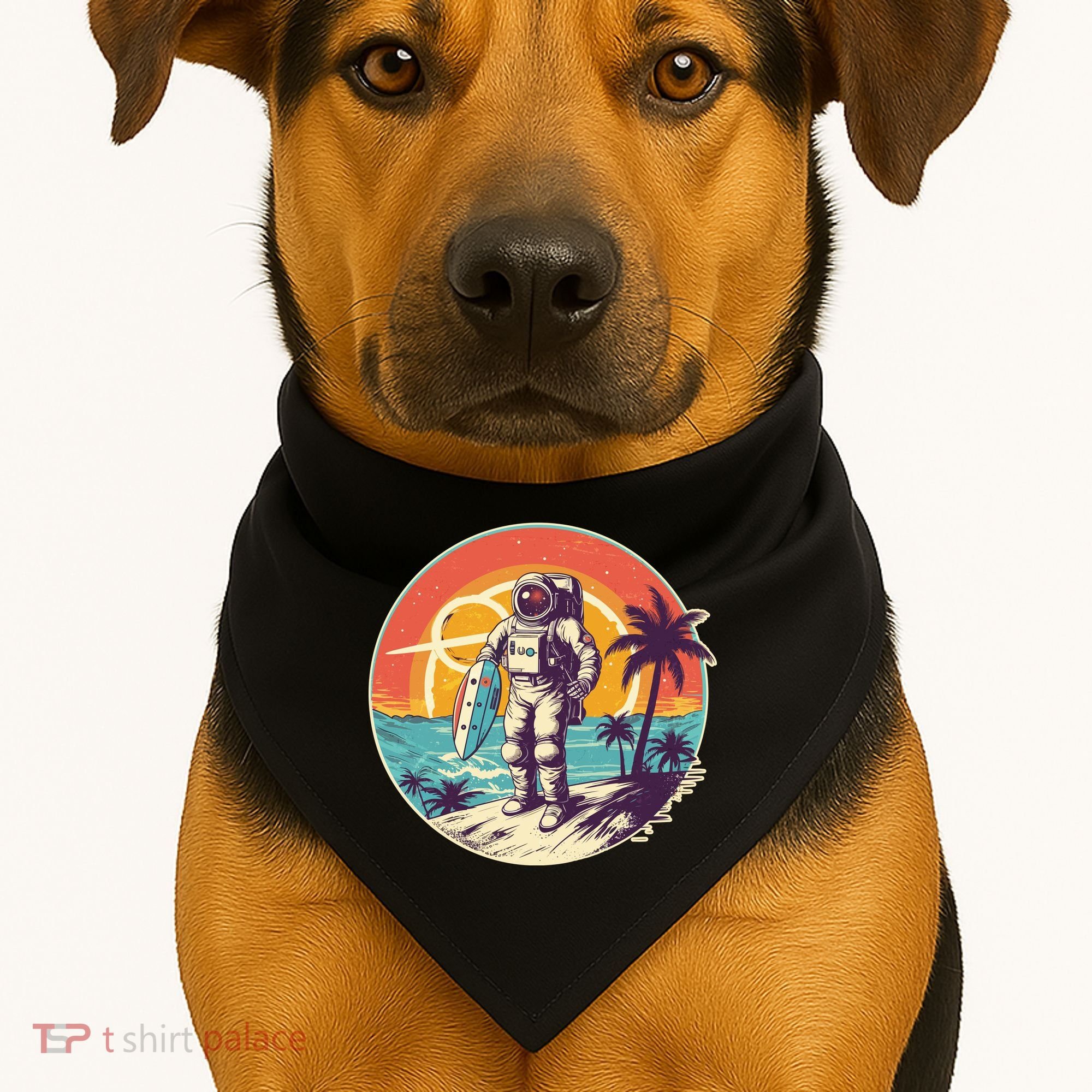 Funny Summer Time Surfing Astronaut USA-Made Doggie Bandana