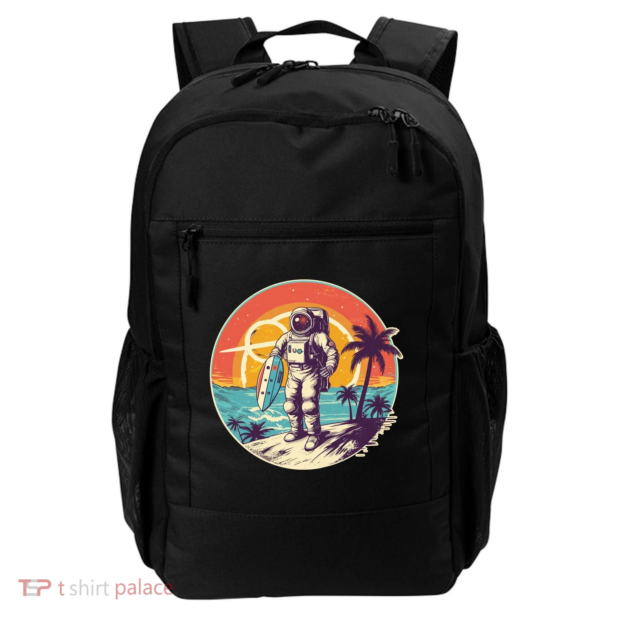 Funny Summer Time Surfing Astronaut Backpack