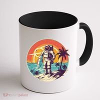 Funny Summer Time Surfing Astronaut Coffee Mug thumb 1