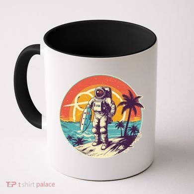 Funny Summer Time Surfing Astronaut Coffee Mug