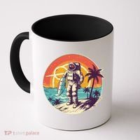 Funny Summer Time Surfing Astronaut Coffee Mug thumb 0