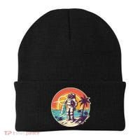 Funny Summer Time Surfing Astronaut Beanie thumb 0