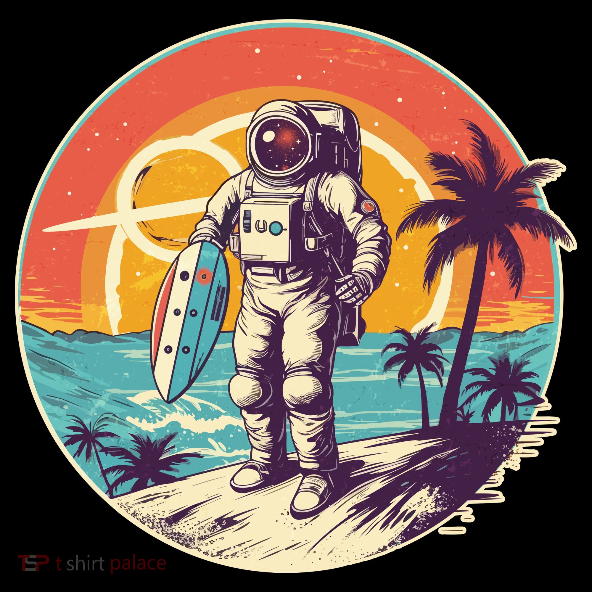 Funny Summer Time Surfing Astronaut Coaster