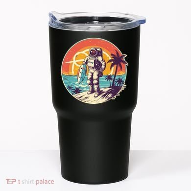 Funny Summer Time Surfing Astronaut Tumbler