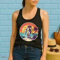 Funny Summer Time Surfing Astronaut Women's Tank Top thumb 2