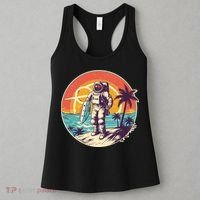 Funny Summer Time Surfing Astronaut Women's Tank Top thumb 3