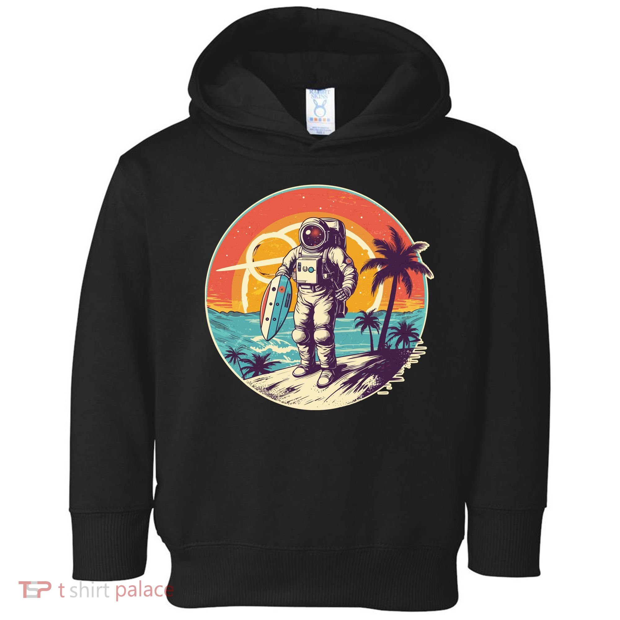 Funny Summer Time Surfing Astronaut Toddler Hoodie