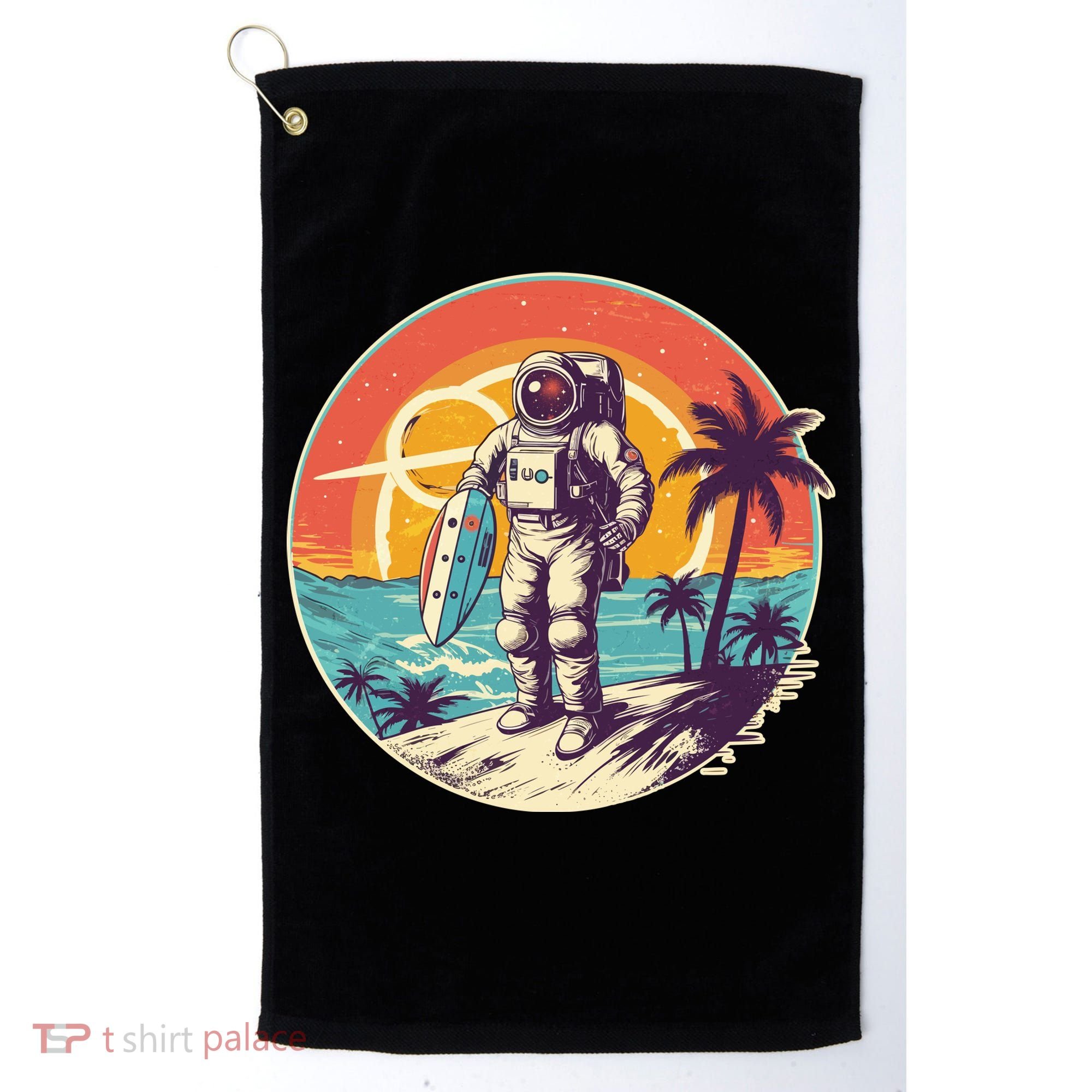 Funny Summer Time Surfing Astronaut Golf Towel