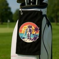 Funny Summer Time Surfing Astronaut Golf Towel thumb 2