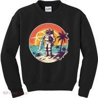 Funny Summer Time Surfing Astronaut Kids Sweatshirt thumb 0