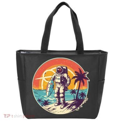 Funny Summer Time Surfing Astronaut Tote Bag