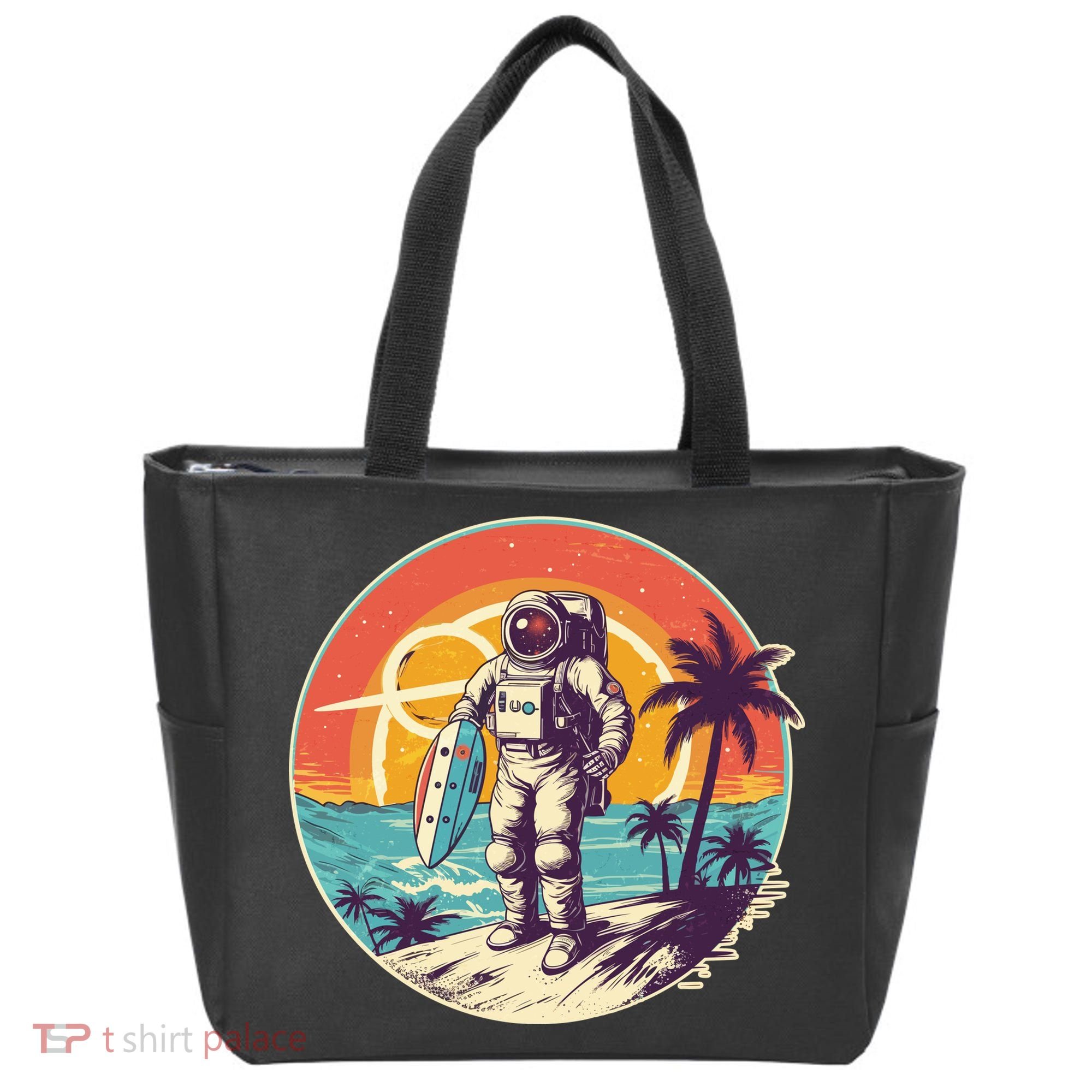 Funny Summer Time Surfing Astronaut Tote Bag