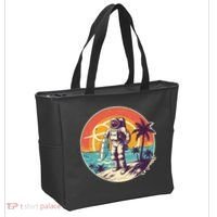 Funny Summer Time Surfing Astronaut Tote Bag thumb 2