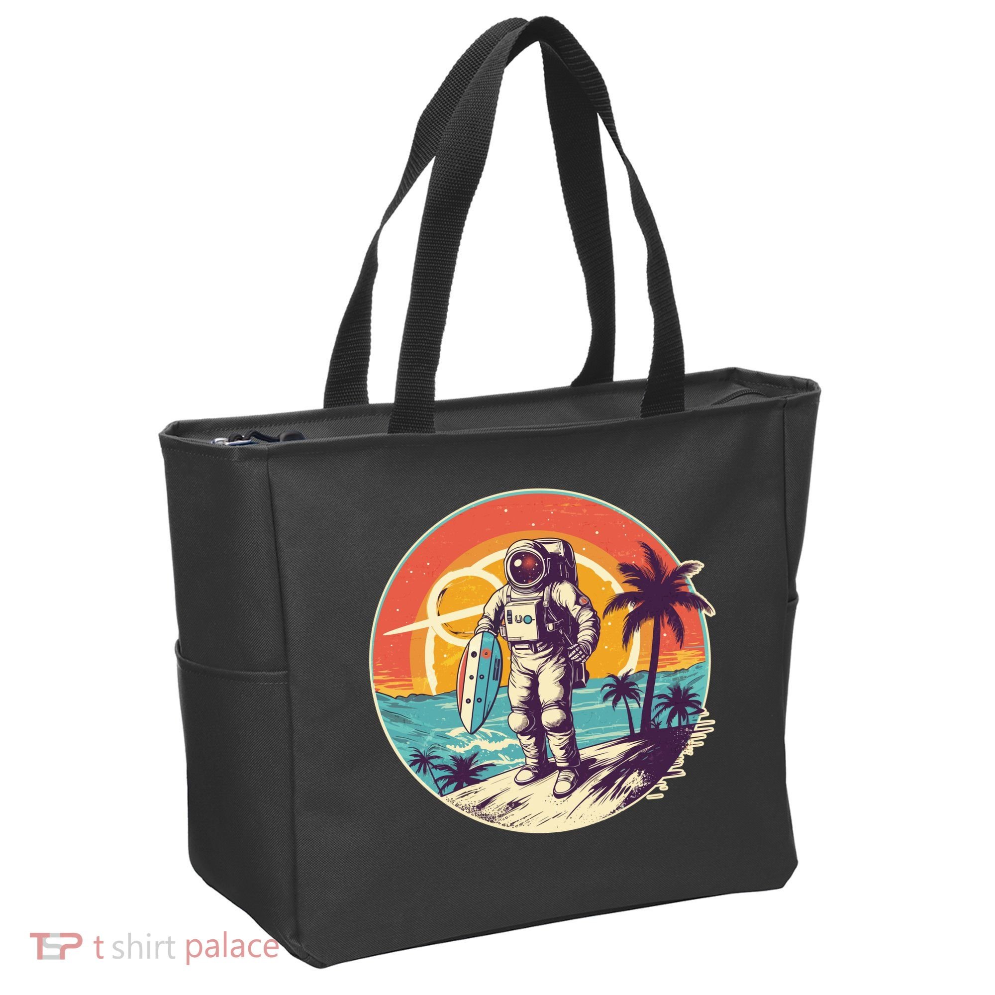 Funny Summer Time Surfing Astronaut Tote Bag