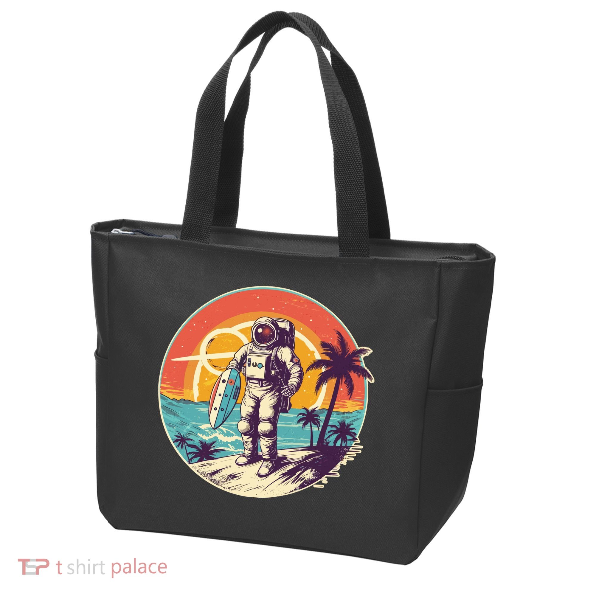 Funny Summer Time Surfing Astronaut Tote Bag