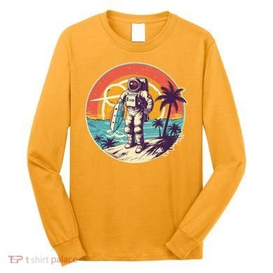 Funny Summer Time Surfing Astronaut Long Sleeve Shirt