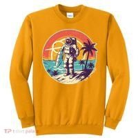 Funny Summer Time Surfing Astronaut Sweatshirt thumb 0