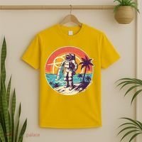 Funny Summer Time Surfing Astronaut T-Shirt thumb 2