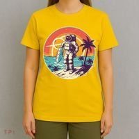 Funny Summer Time Surfing Astronaut T-Shirt thumb 4