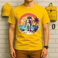 Funny Summer Time Surfing Astronaut T-Shirt thumb 6