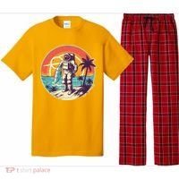 Funny Summer Time Surfing Astronaut Pajama Set thumb 0