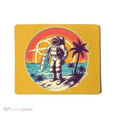 Funny Summer Time Surfing Astronaut Mousepad