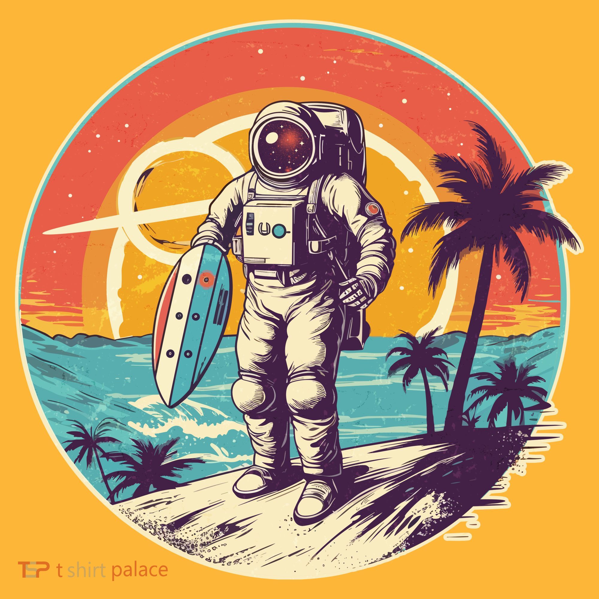 Funny Summer Time Surfing Astronaut Baby Bodysuit