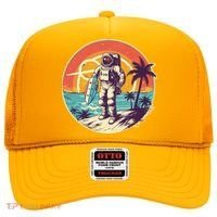 Funny Summer Time Surfing Astronaut Hat thumb 0