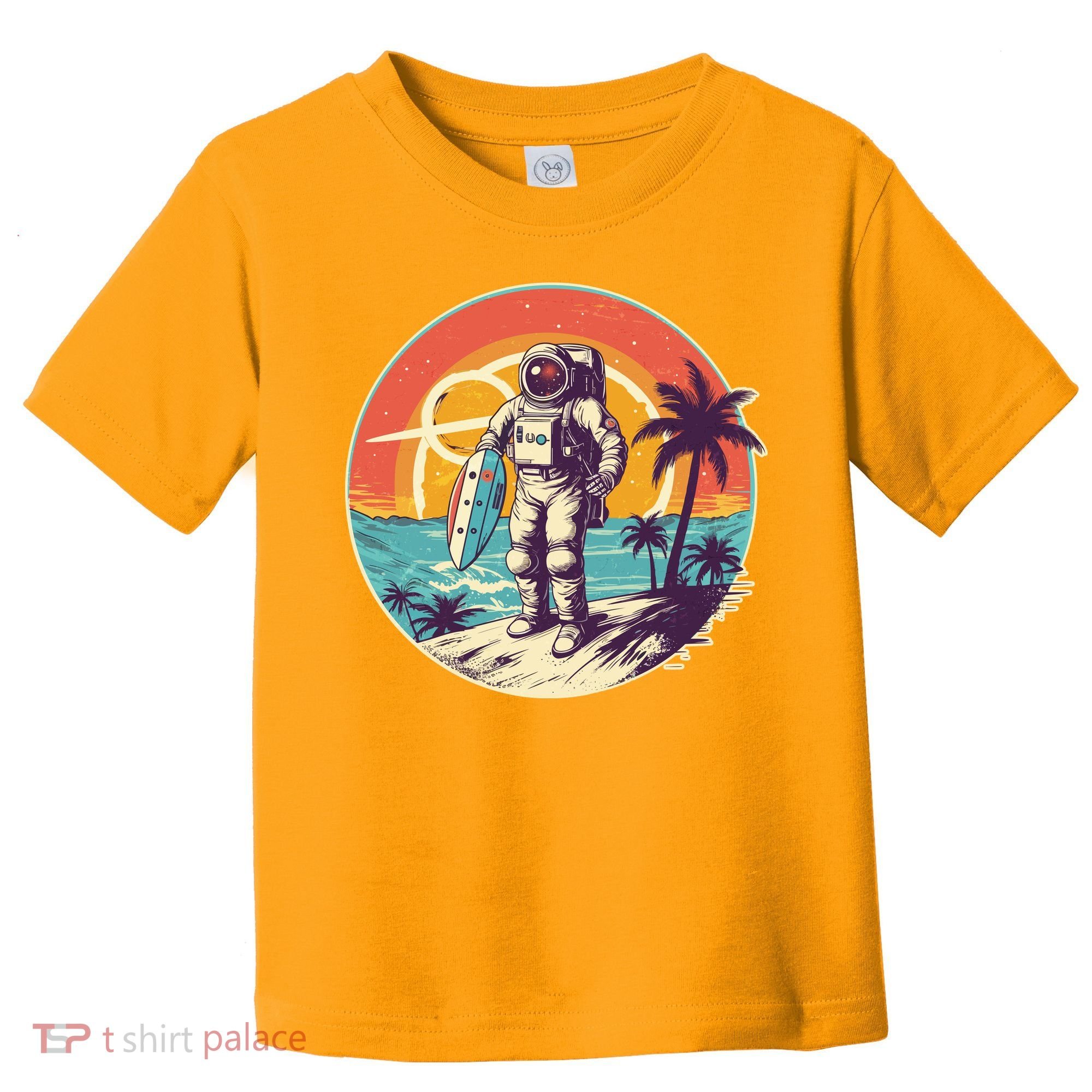 Funny Summer Time Surfing Astronaut Toddler T-Shirt