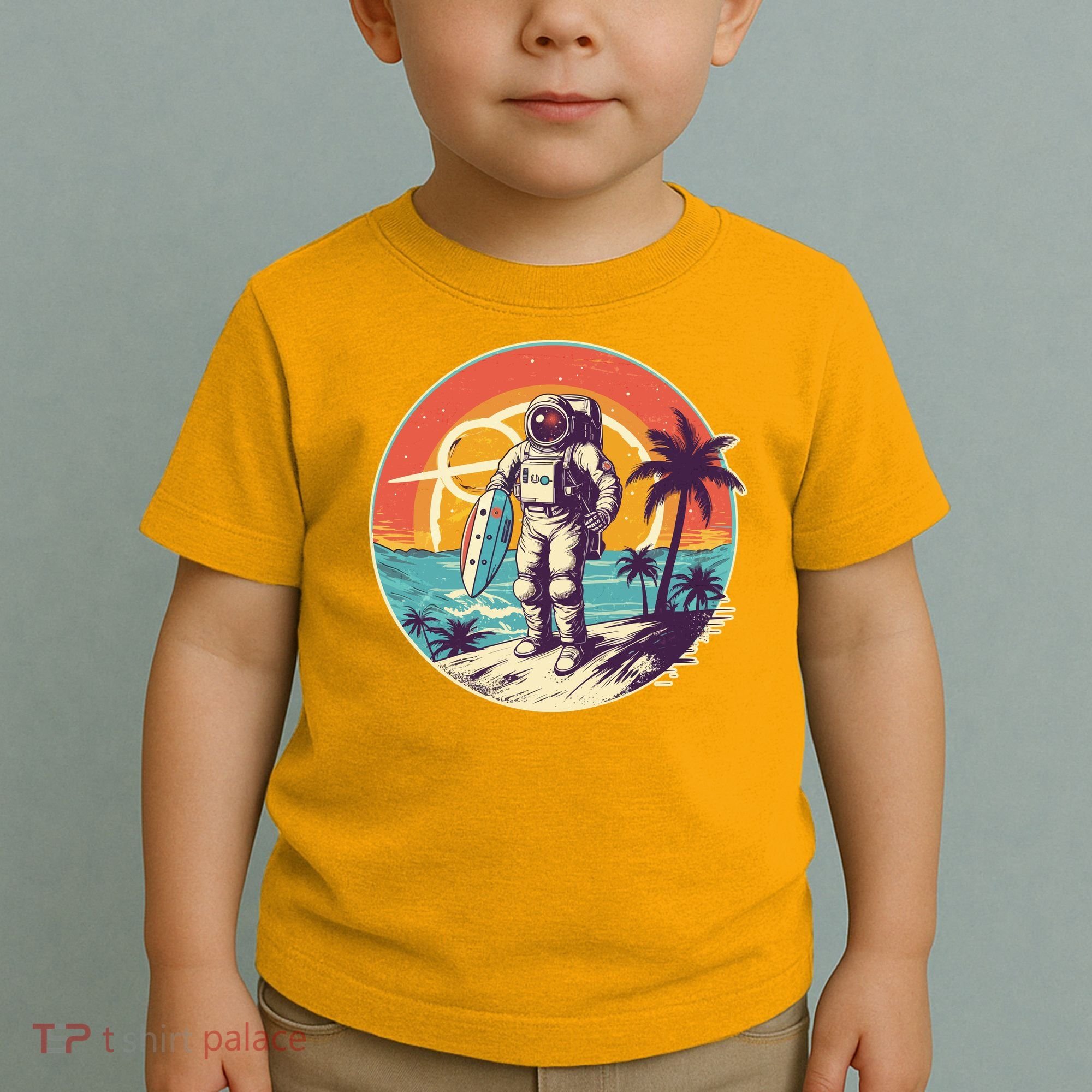 Funny Summer Time Surfing Astronaut Toddler T-Shirt