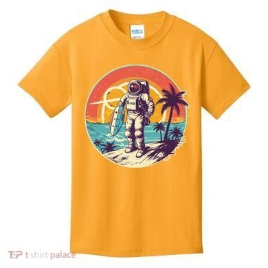 Funny Summer Time Surfing Astronaut Kids T-Shirt