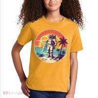 Funny Summer Time Surfing Astronaut Kids T-Shirt thumb 2