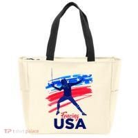 Fencing Support The Team Fencing Player Usa Flag Tote Bag thumb 0