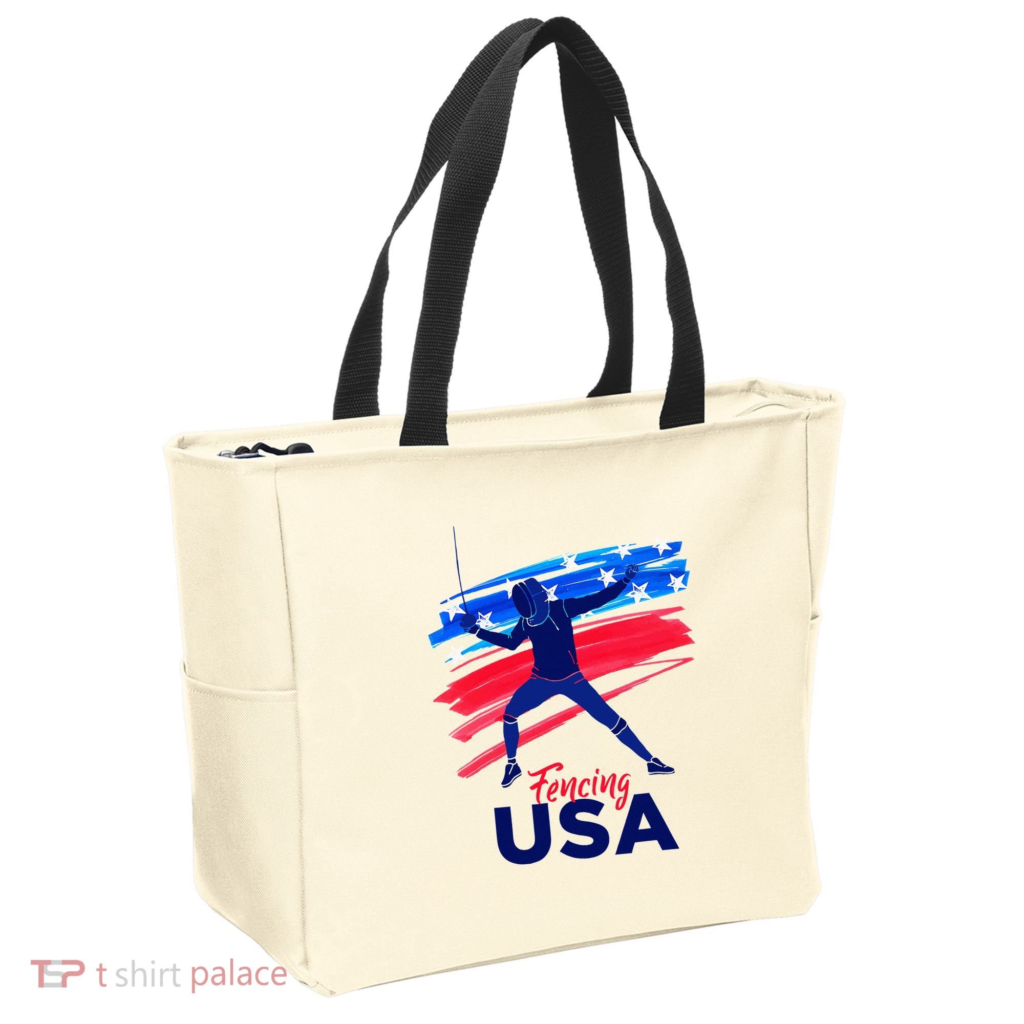 Fencing Support The Team Fencing Player Usa Flag Tote Bag