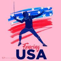 Fencing Support The Team Fencing Player Usa Flag Coaster thumb 2