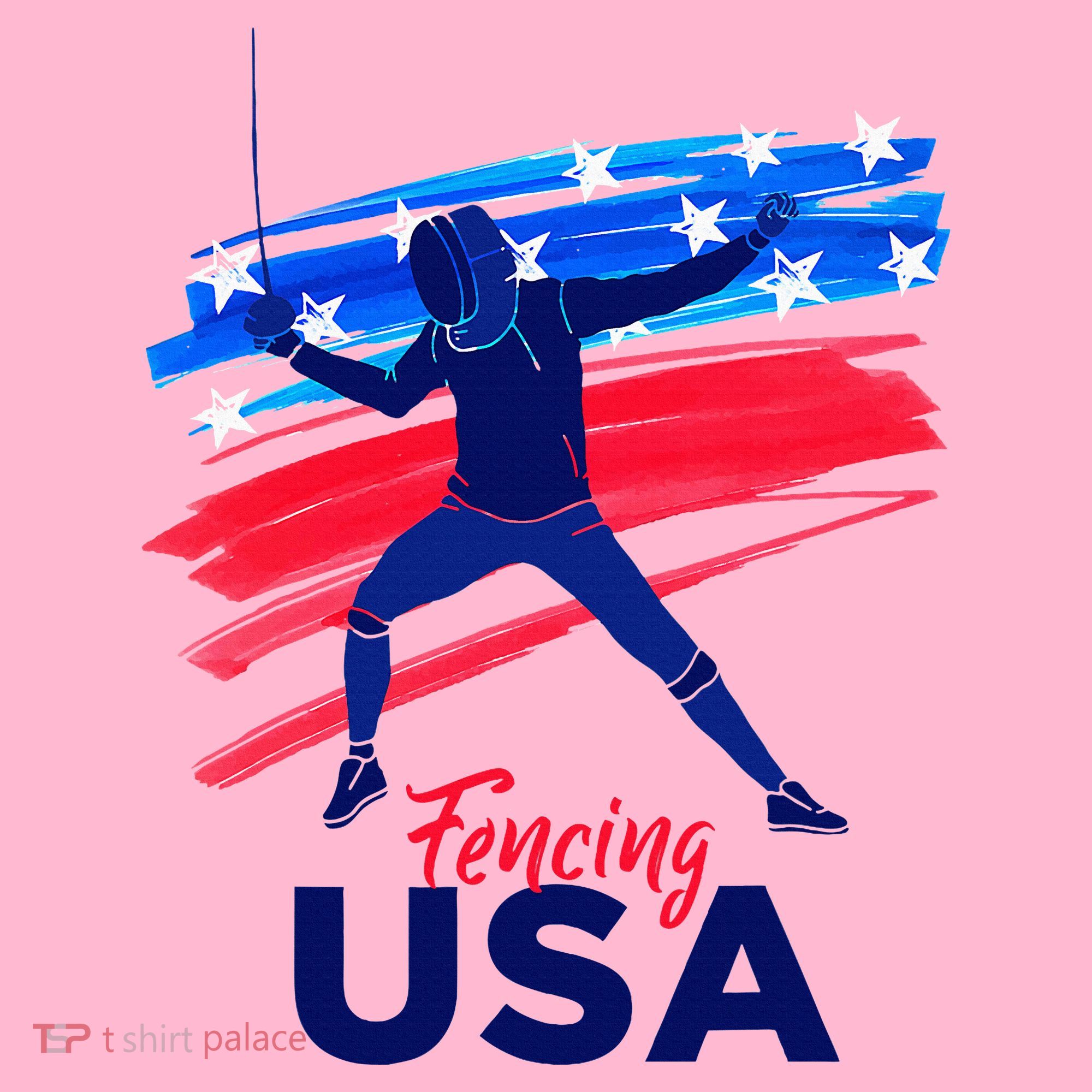 Fencing Support The Team Fencing Player Usa Flag Coaster