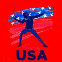 Fencing Support The Team Fencing Player Usa Flag Santa Hat thumb 1