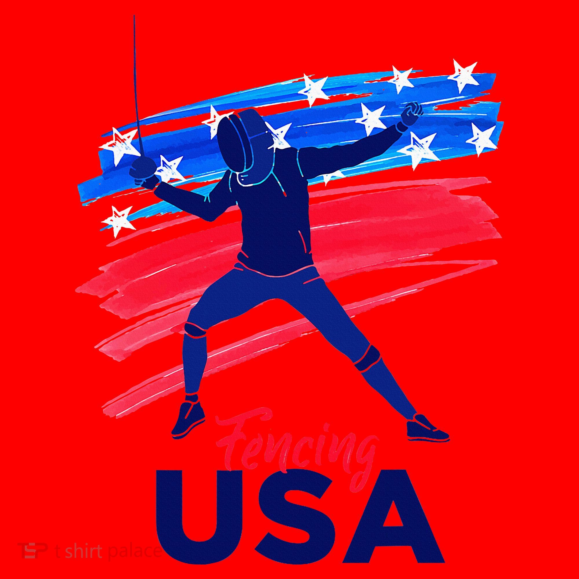 Fencing Support The Team Fencing Player Usa Flag Santa Hat