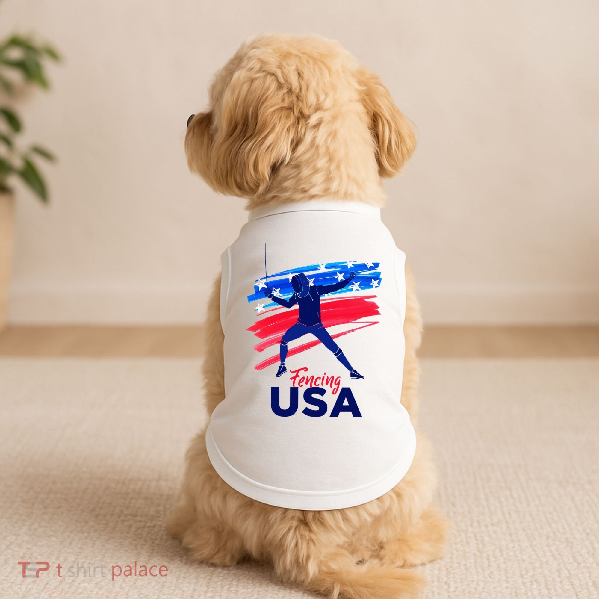 Fencing Support The Team Fencing Player Usa Flag Doggie Tank