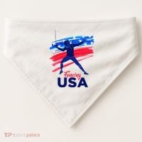 Fencing Support The Team Fencing Player Usa Flag USA-Made Doggie Bandana thumb 0