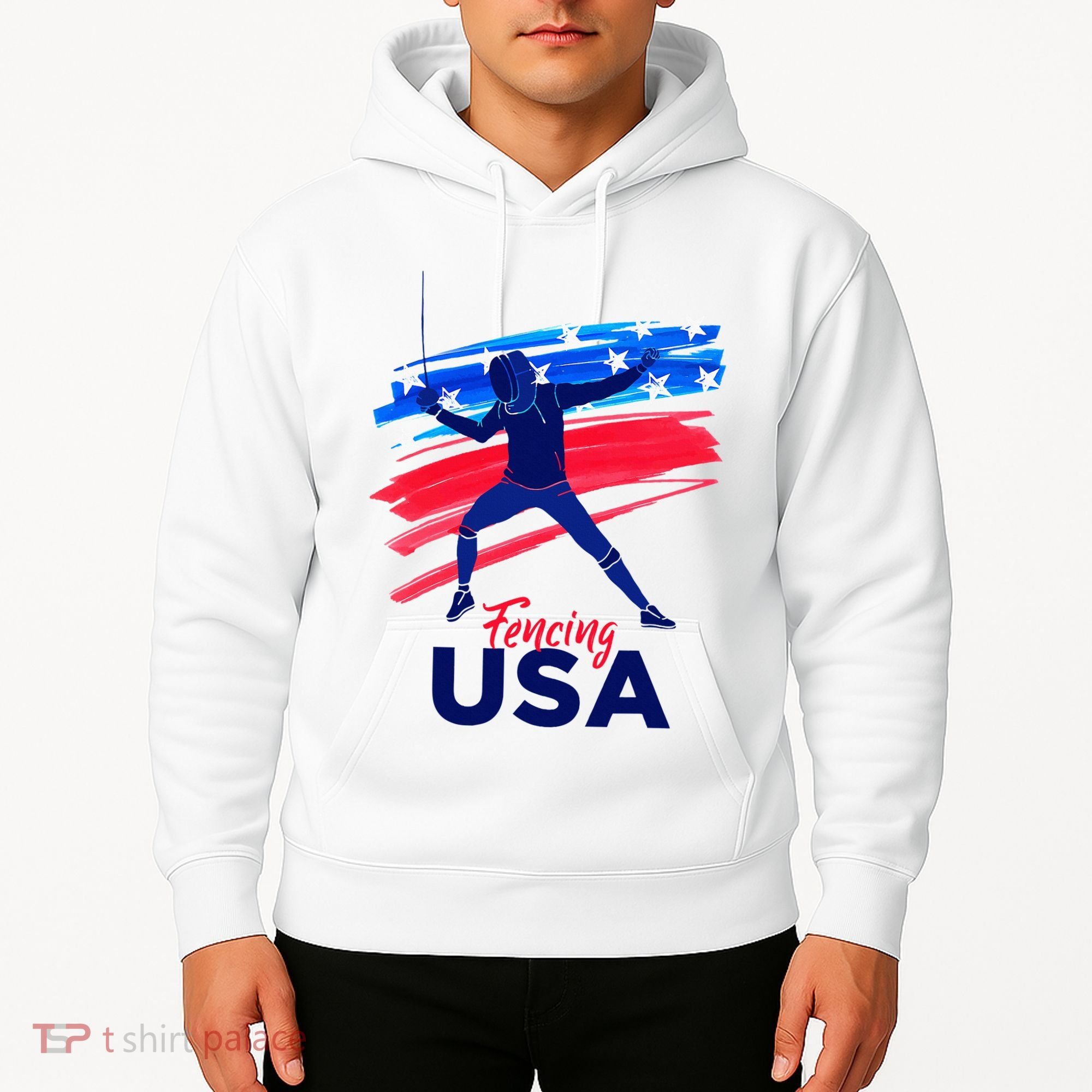 Fencing Support The Team Fencing Player Usa Flag Hoodie
